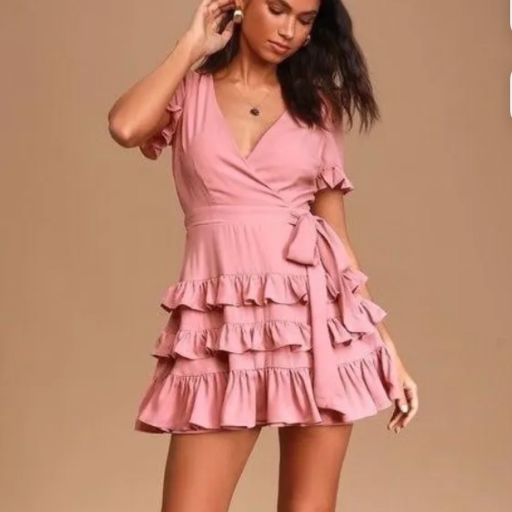 Lulu's Blush Pink Ruffle Mini Dress